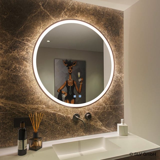 SLV Trukko mirror, round with mirror heating, black - 1007202 | REUTER