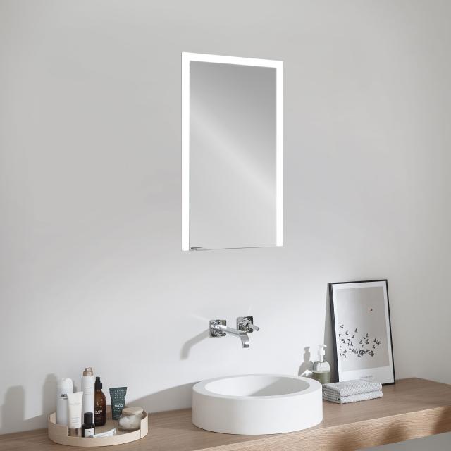 Sprinz Elegant Line 2.0 Spiegelschrank mit Beleuchtung und 1 Tür Unterputz, Korpus aluminium matt / Rückwand verspiegelt