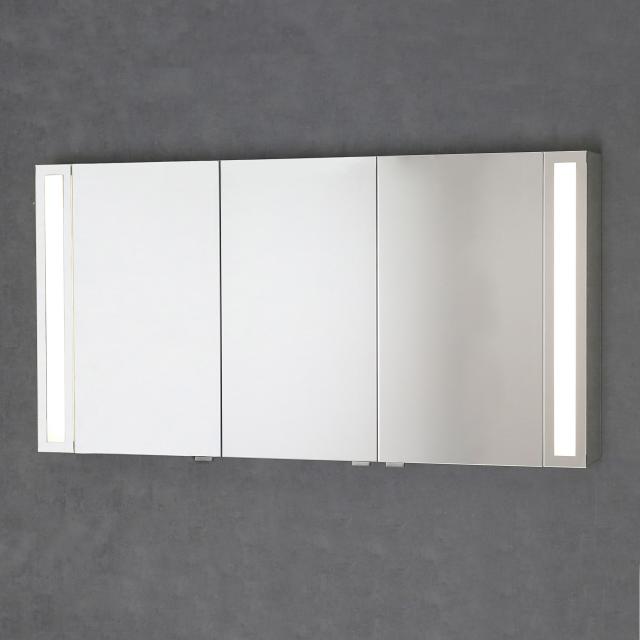 Sprinz Silver-Line Aufputz Spiegelschrank mit Beleuchtung und 3 Türen Korpus verspiegelt, ohne Hintergrundbeleuchtung