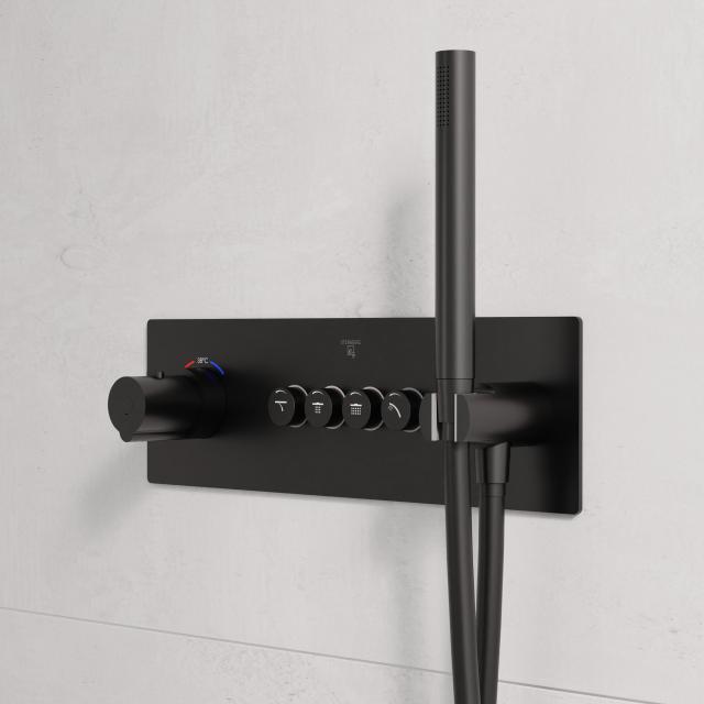 Steinberg Sensual Rain Unterputz-Thermostat für 4 Verbraucher, mit Mengenregulierung schwarz matt