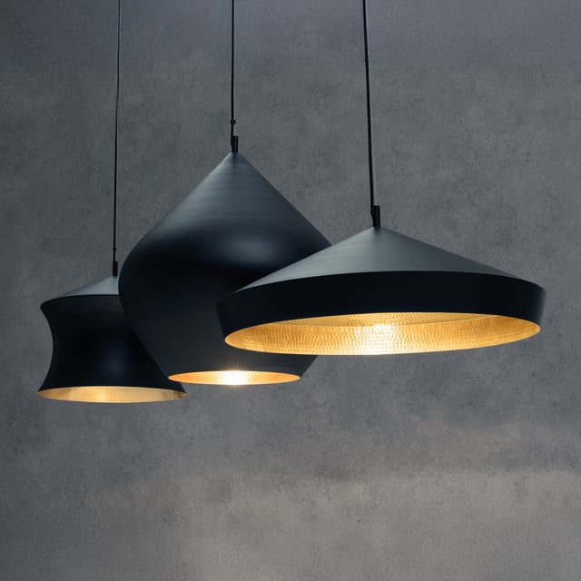 Tom Dixon Beat Flat pendant light, LED dimmable, black/brass