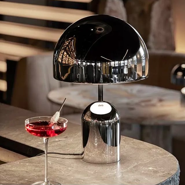 Tom Dixon Bell rechargeable table lamp, LED dimmable, silver