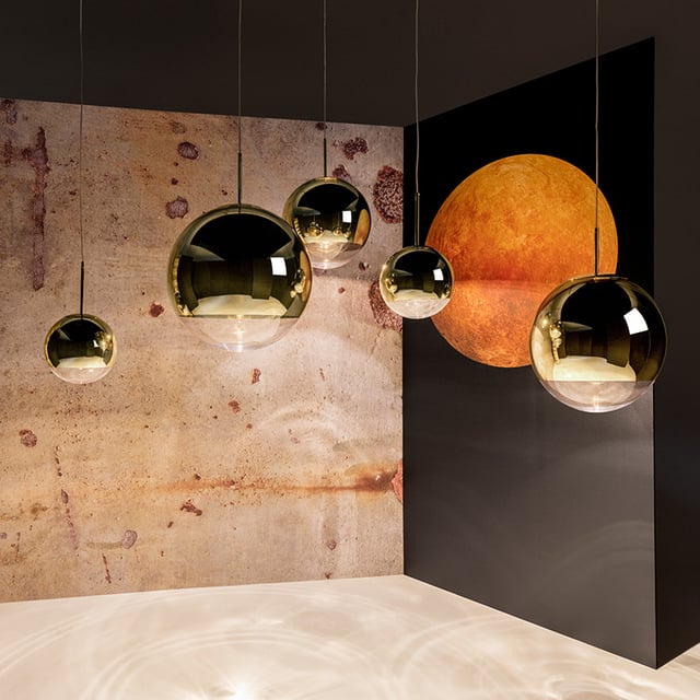 Tom Dixon Mirror Ball pendant light, LED dimmable, gold