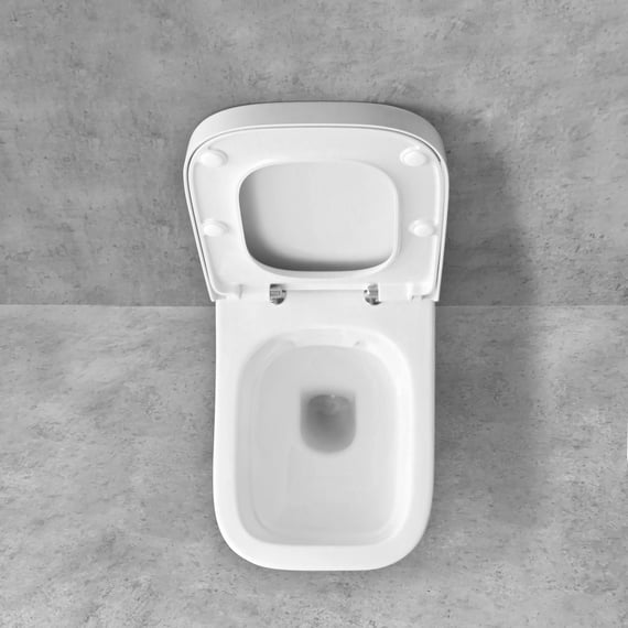 Geberit Smyle Square wall-mounted, washdown toilet & Tellkamp Premium 8000  toilet seat SET white, with KeraTect - 500208018+TK8000