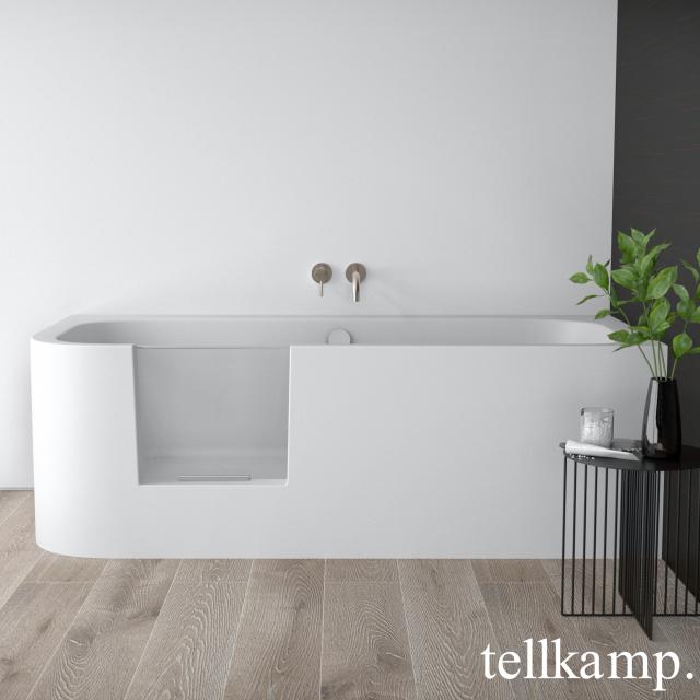 Tellkamp Salida Raumspar-Badewanne mit Duschzone und Verkleidung weiß matt, mit Wanneneinlauf