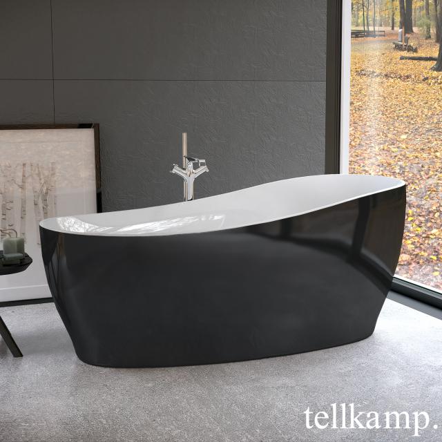 Tellkamp Sao Freistehende Oval-Badewanne weiß glanz, Schürze schwarz glanz, ohne Füllfunktion