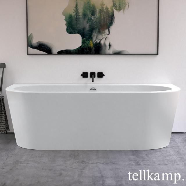 Tellkamp Solitär Wall Vorwand-Badewanne mit Verkleidung weiß matt, Schürze weiß matt, mit Wanneneinlauf