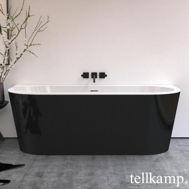 Tellkamp Solitär Wall Vorwand-Badewanne mit Verkleidung weiß glanz, Schürze schwarz glanz, ohne Füllfunktion
