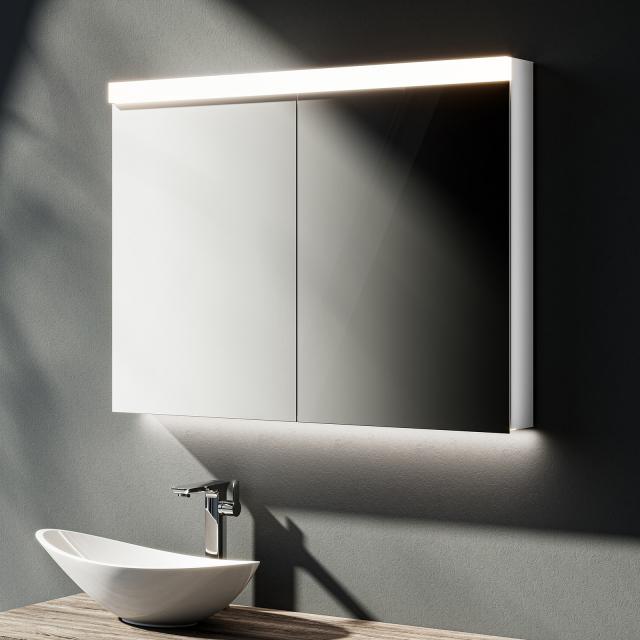 Treos Serie 500 Spiegelschrank mit Beleuchtung und 2 Türen weiß
