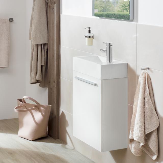 Treos Serie 900 Handwaschbecken mit Waschtischunterschrank mit 1 Tür Front weiß / Korpus weiß