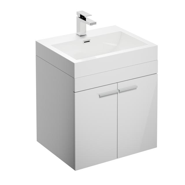 Treos Serie 900 Waschtisch mit Waschtischunterschrank mit 2 Türen weiß, mit 1 Hahnloch