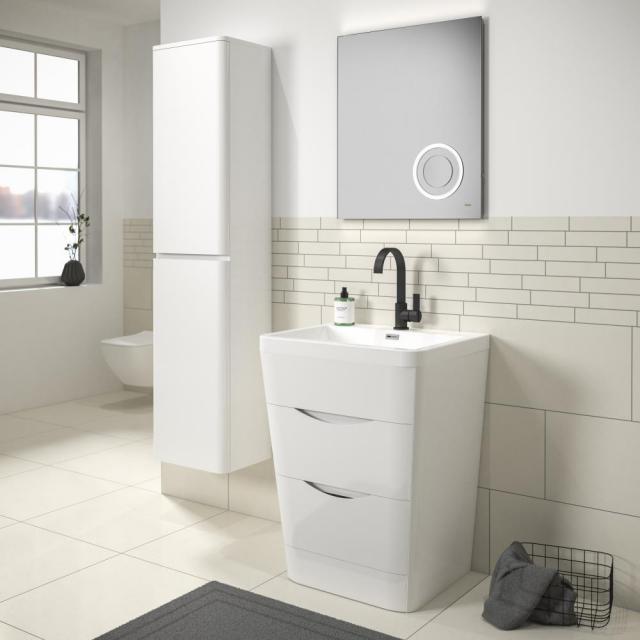 Treos Serie 920 Waschtisch mit Waschtischunterschrank mit 2 Auszügen Front weiß/Korpus weiß, mit 1 Hahnloch