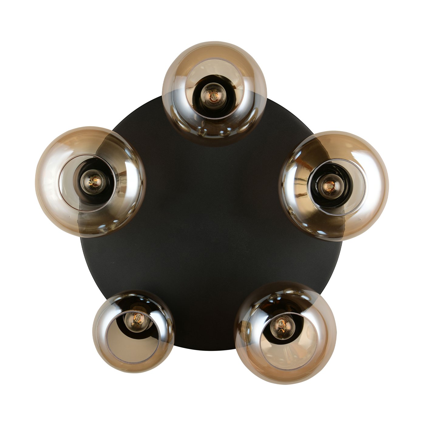 Trio Leuchten Lumina Deckenleuchte – 3x E14, Metall Schwarz Matt, Glas Amberfarben, Ovales Design, 48,5 Cm Durchmesser, 24,5 Cm Höhe, Ohne Leuchtmittel
