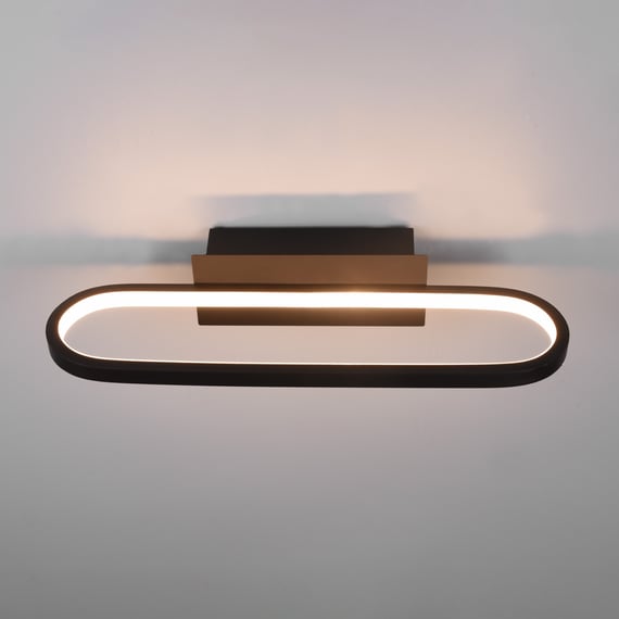 Applique Murale TRIO Gianni LED 22W - 2700 Lumens, 3000K, IP44 - Métal Noir Mat, Dimensions 60x15x8cm - Pour Salle De Bain