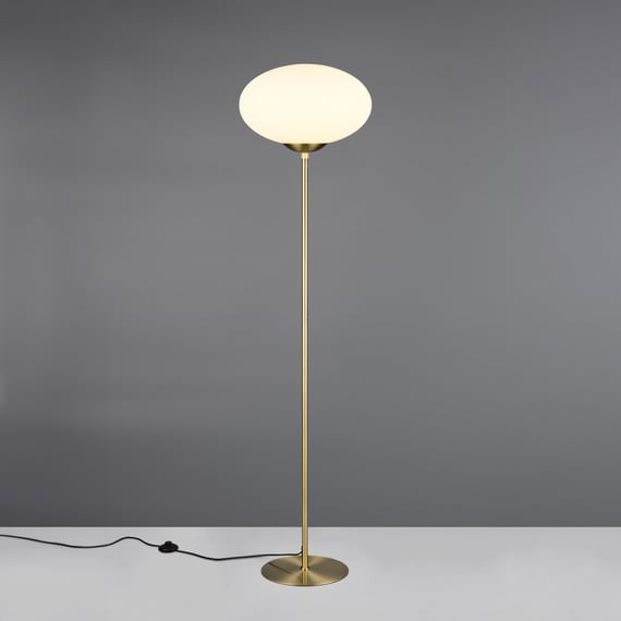 Stehleuchte POP – E27, IP20, Dimmbar, Messing/grau, Moderne Stehlampe