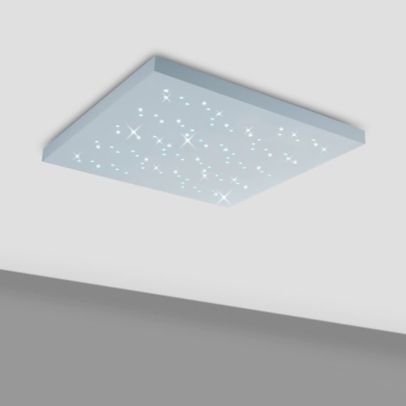 LED-Deckenleuchte, Dimmer, Fernbedienung, Sternenhimmel, 42 cm x 42 cm