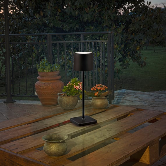 Deko-Light Dimmbare LED Akku Tischlampe Canis Schwarz Matt - Touch