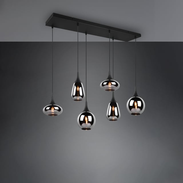 TRIO Leuchten Lumina pendant light, E14 chrome/smoke - 317000632