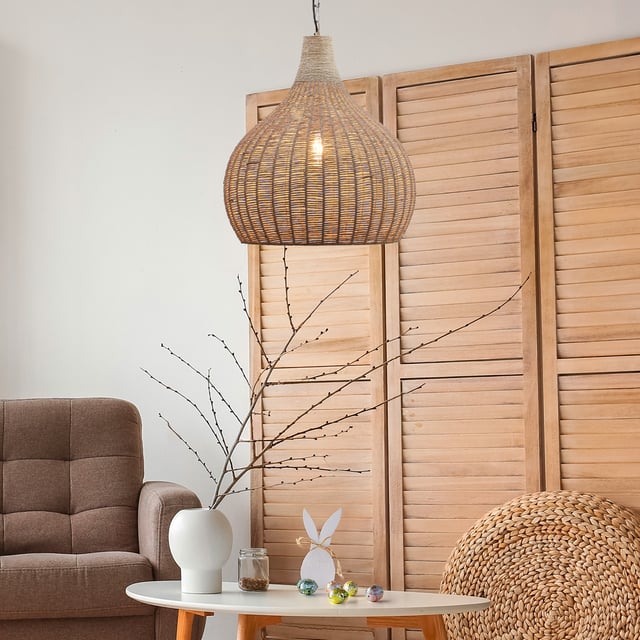 TRIO Leuchten Janne Pendelleuchte, E27 dimmbar, natur - 366700136