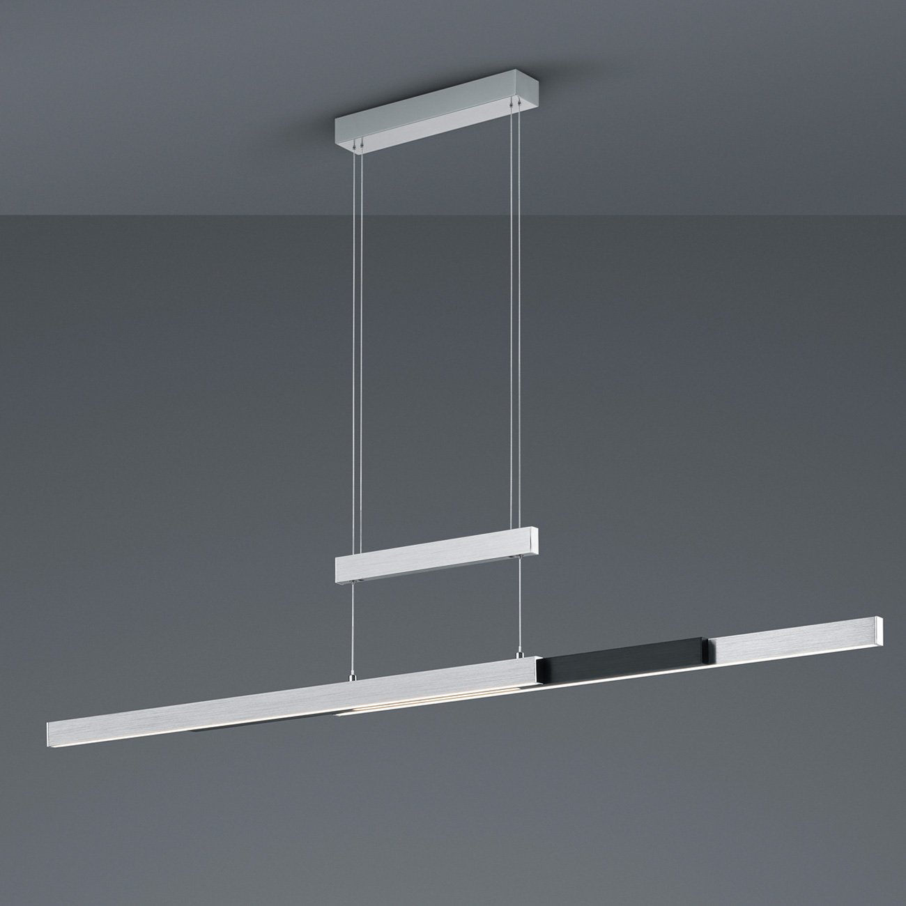 TRIO Leuchten Trajan Pendelleuchte, LED dimmbar, höhenverstellbar mit Lift, nickel matt/schwarz - 375310505