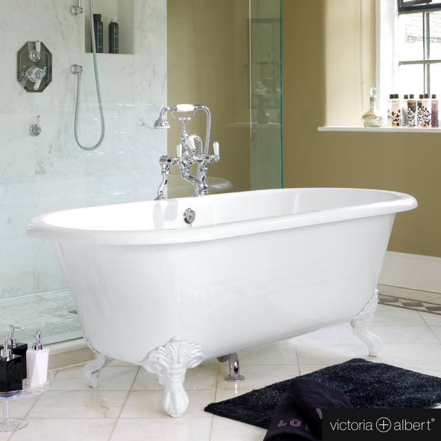 Victoria + Albert Cheshire Freistehende Oval-Badewanne weiß glanz/innen weiß glanz, mit weißen Metall Füßen