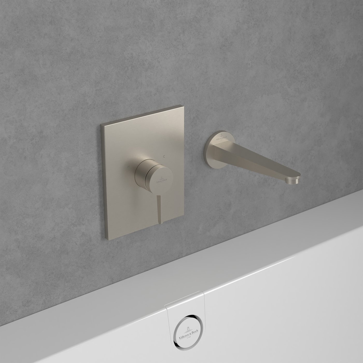 Kingston Concord Wannen- & Duscharmatur – 2-Griff, Gebürstetes Nickel, Wandmontiert