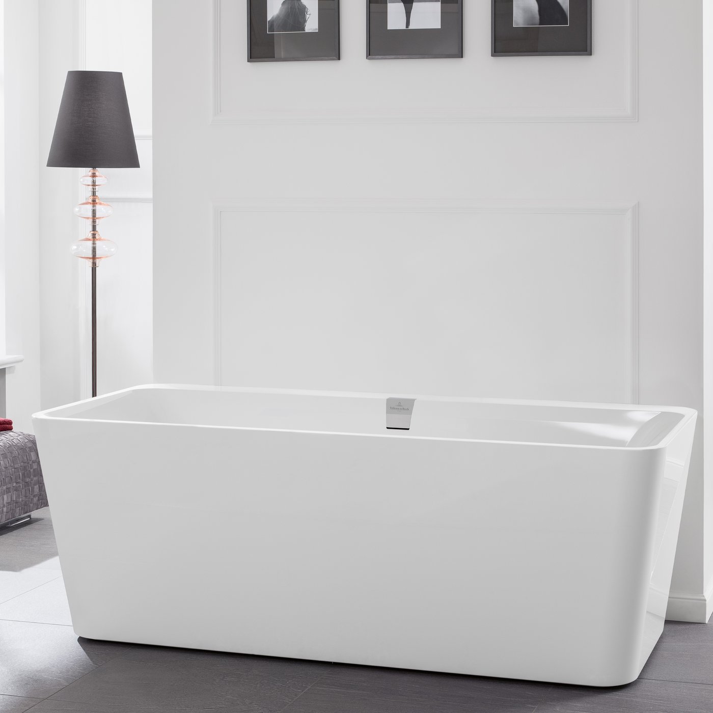 Villeroy & Boch Squaro freestanding bath, softcube with filling ...