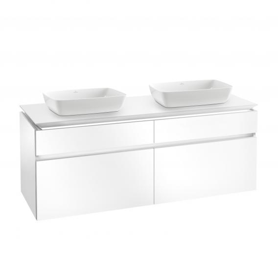Villeroy & Boch Artis Aufsatzwaschtische mit Legato LED-Waschtischunterschrank mit 4 Auszügen Front glossy white / Korpus glossy white, WT weiß mit CeramicPlus