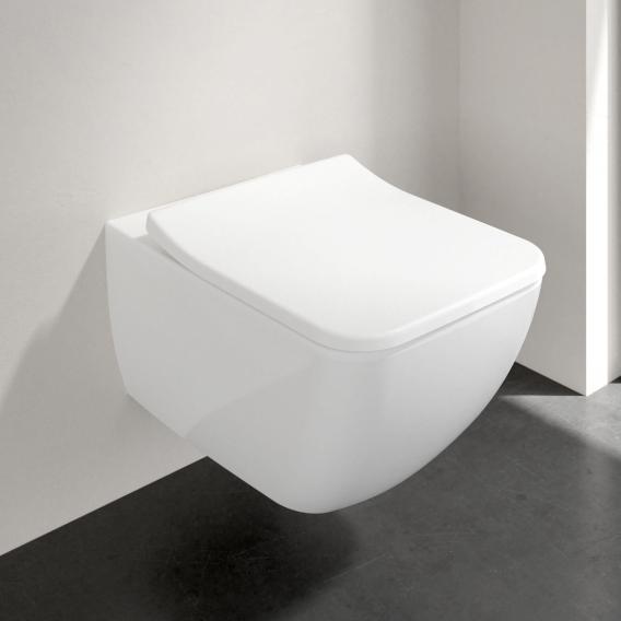 Villeroy & Boch Collaro Wand-Tiefspül-WC, DirectFlush, mit WC-Sitz SlimSeat, Combi-Pack weiß, mit CeramicPlus