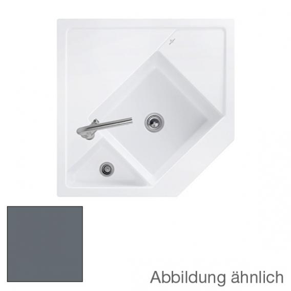 Villeroy & Boch Monumentum Küchenspüle mit Restebecken und Abtropffläche graphit/Position Lochbohrung 1 und 2, mit Handbetätigung