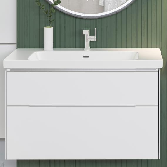 Villeroy & Boch Subway 3.0 Waschtischunterschrank mit 2 Auszügen brilliant white, Griffleiste aluminium glanz