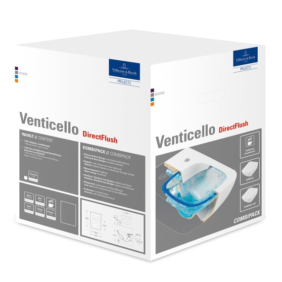 Villeroy & Boch Venticello Wand-WC mit WC-Sitz mit CeramicPlus 