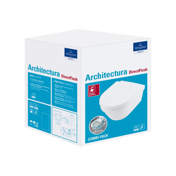 Villeroy & Boch Combipack Architectura 4687HRR1 350 x 480 mm Blanc  CeramicPlus DirectFlush