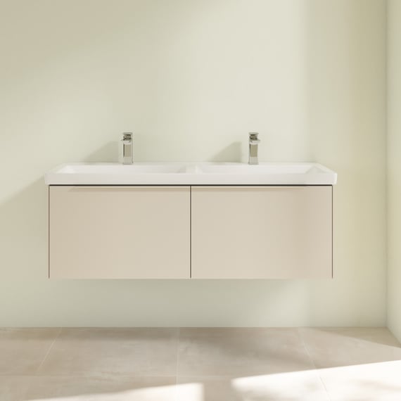 Coiffeuse Murale MIKA 110 Cm - 2 Tiroirs, Blanc Cachemire, Pour Chambre Ou Salle De Bain