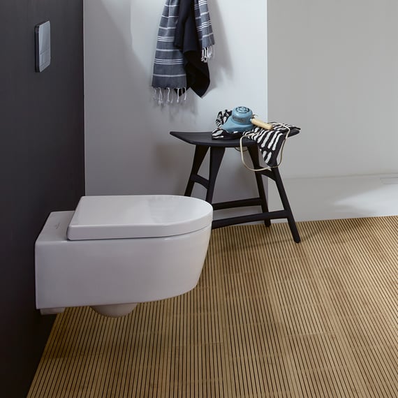 Villeroy & Boch Avento Wand-Tiefspül-WC, DirectFlush, mit WC-Sitz,  Combi-Pack stone white, mit CeramicPlus - 5656HRRW