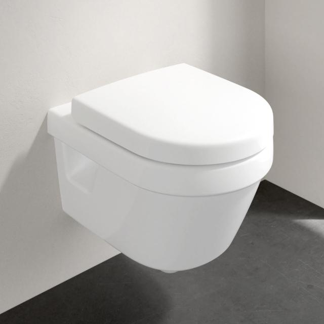 Villeroy & Boch Architectura Compact Combi-Pack Wand-Tiefspül-WC, offener Spülrand, mit WC-Sitz weiß, mit CeramicPlus