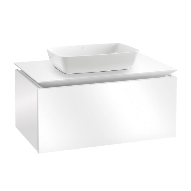 Villeroy & Boch Artis Aufsatzwaschtisch mit Legato Waschtischunterschrank mit 1 Auszug Front glossy white / Korpus glossy white, WT weiß mit CeramicPlus