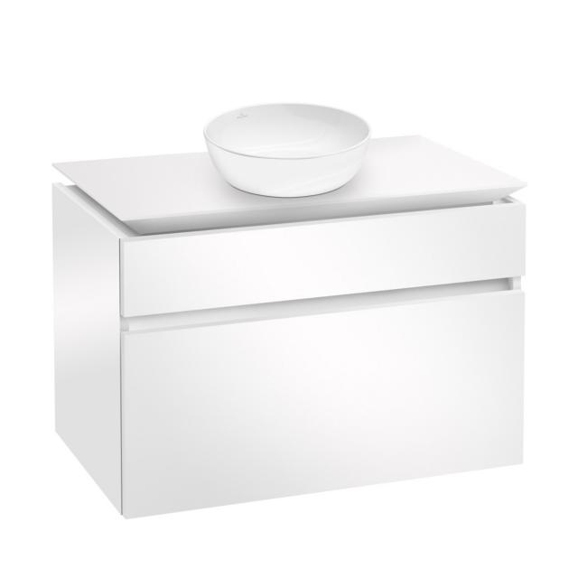 Villeroy & Boch Artis Aufsatzwaschtisch mit Legato Waschtischunterschrank mit 2 Auszügen Front glossy white / Korpus glossy white, WT weiß mit CeramicPlus
