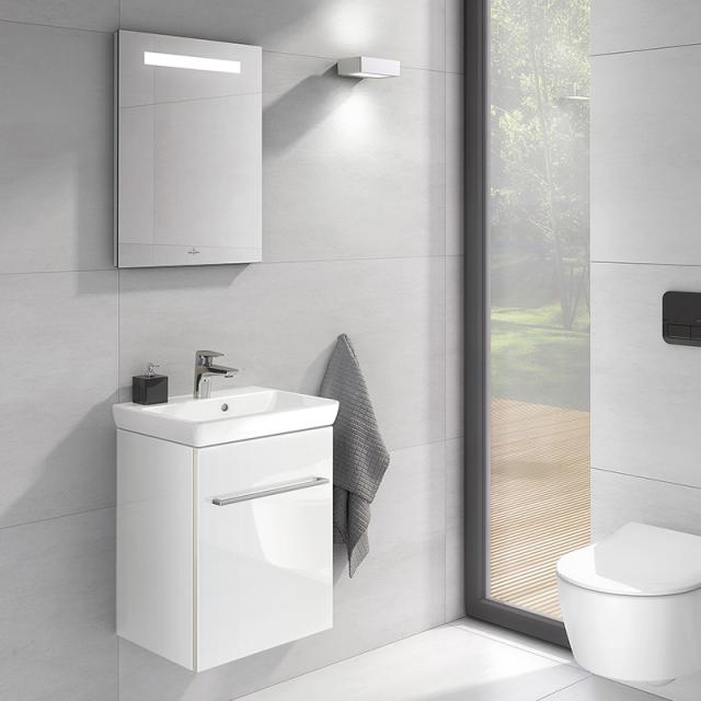 Villeroy & Boch Avento Handwaschbecken mit Waschtischunterschrank und More to See One Spiegel crystal white/verspiegelt