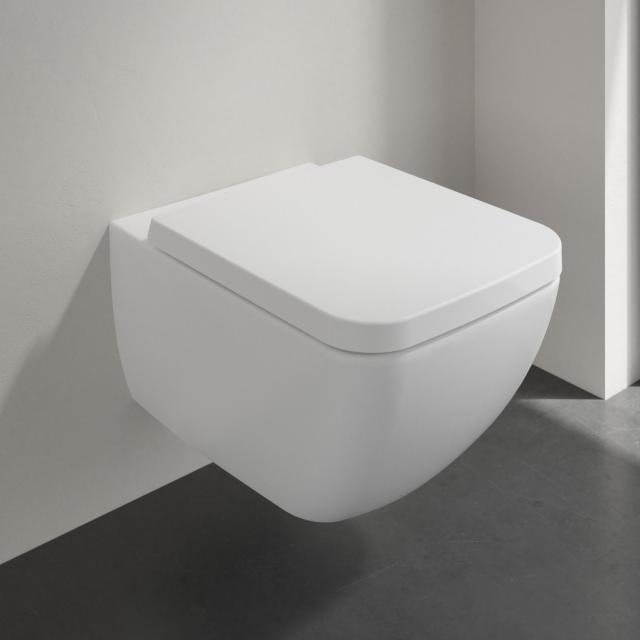 Villeroy & Boch Collaro Wand-Tiefspül-WC, DirectFlush, mit WC-Sitz, Combi-Pack stone white, mit CeramicPlus