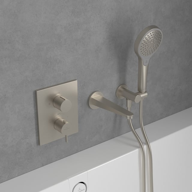 Quadratischer Duschkontrollknopf – Verchromt, Für SMA Thermostat-Armatur, Mit Stoppring