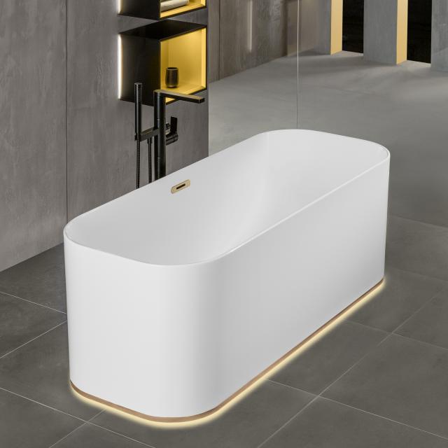 Villeroy & Boch Finion Freistehende Oval-Badewanne mit Emotion-Funktion weiß, champagner, mit Design-Ring