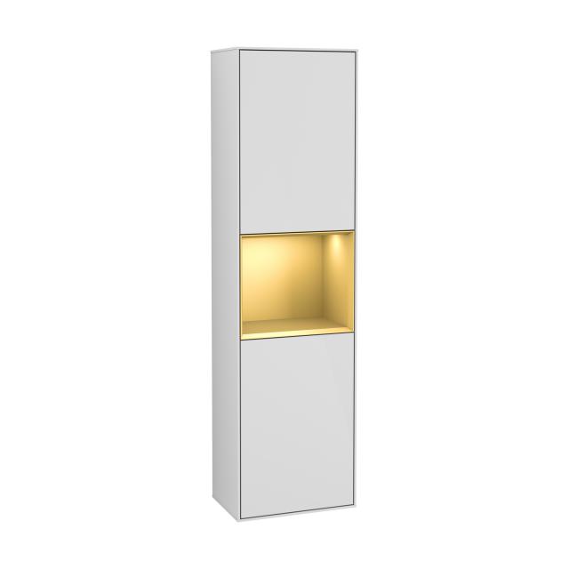Villeroy & Boch Finion Hochschrank mit 2 Türen, Regalelement mittig glossy white/gold matt