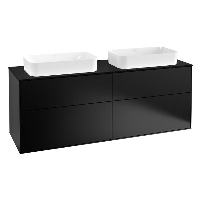 Villeroy & Boch Finion Waschtischunterschrank für 2 Aufsatzwaschtische mit 4 Auszügen black matt, Abdeckplatte black matt