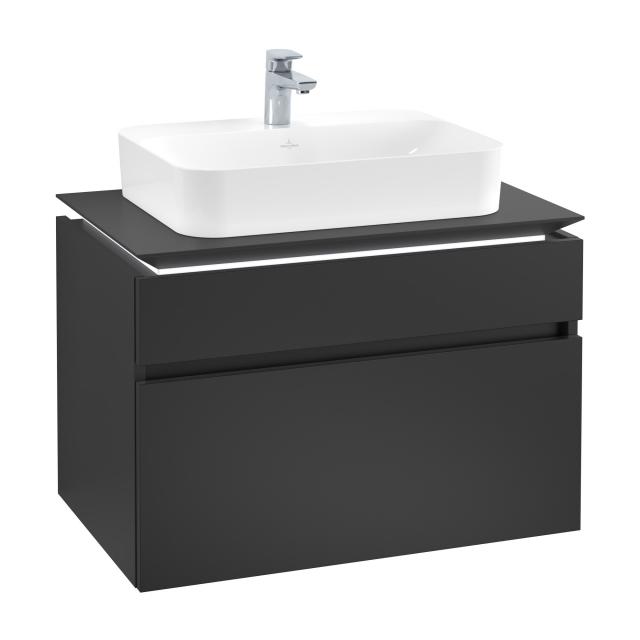 Villeroy & Boch Legato LED-Waschtischunterschrank für Aufsatzwaschtisch mit 2 Auszügen Front black matt / Korpus black matt