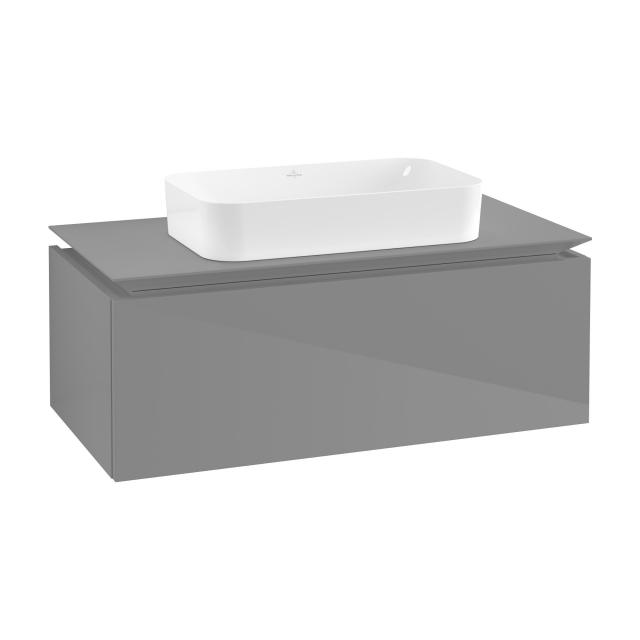 Villeroy & Boch Legato Waschtischunterschrank für Aufsatzwaschtisch mit 1 Auszug Front glossy grey / Korpus glossy grey