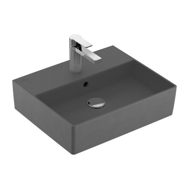 Villeroy & Boch Memento 2.0 Handwaschbecken graphite mit CeramicPlus, mit 1 Hahnloch, mit Überlauf, geschliffen