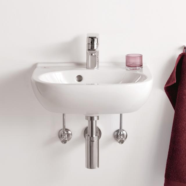 Villeroy & Boch O.novo Handwaschbecken Compact weiß mit CeramicPlus, mit 1 Hahnloch, mit Überlauf
