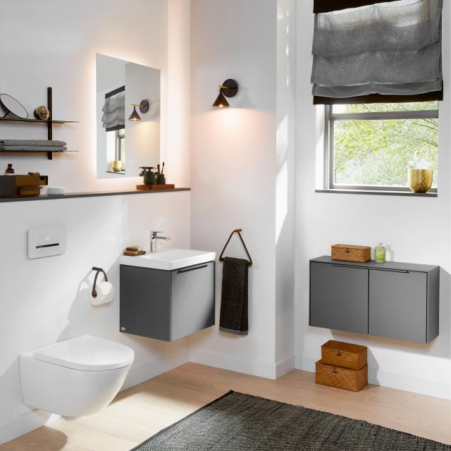 Villeroy & Boch Subway 3.0 Handwaschbecken mit Waschtischunterschrank und More to See Lite Spiegel Waschtisch weiß