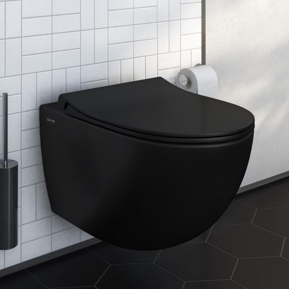 VitrA Sento Wand-Tiefspül-WC ohne Spülrand, schwarz matt, mit VitrAclean